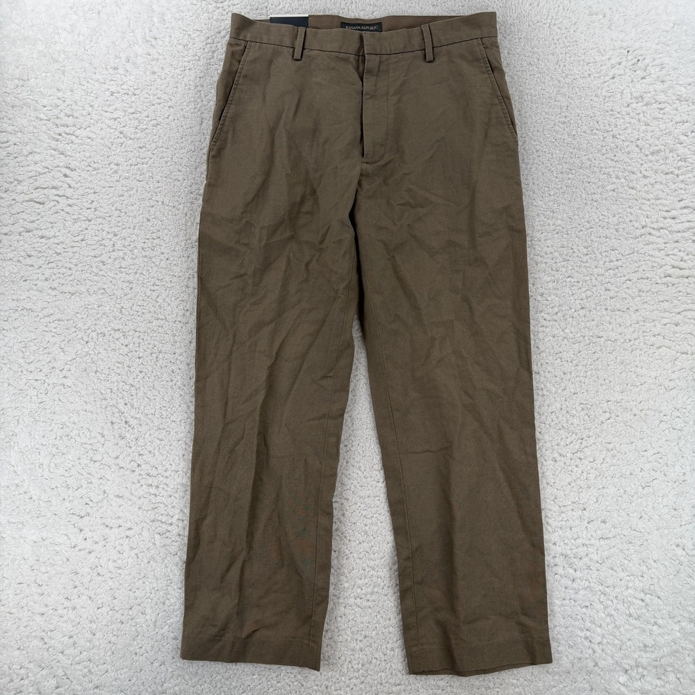 Banana Republic Chino Pants Mens 33x30 Brown Regular Fit Linen Cotton Casual